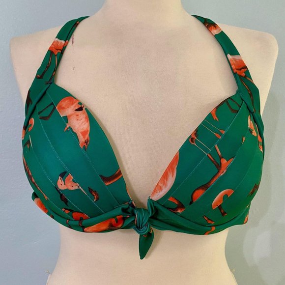 Vintage Green Flamingos High Waist Bikini Set - Picture 4 of 5
